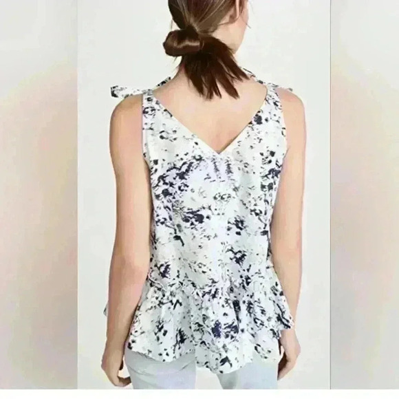 Jason Wu Magnolia Blue Blurred Tie Shoulder Blouse | Size 6 - Picture 5 of 12